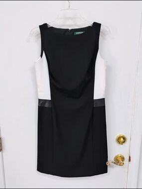 Lauren Ralph Lauren Black White Colorblock Sheath Dress Size 4